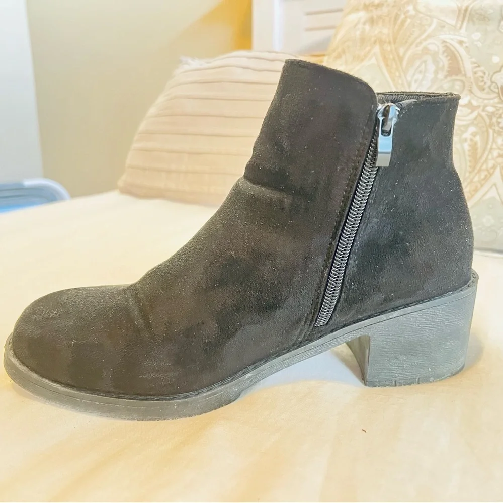 Women’s Black Suede Ankle Bootie - Classic Comfort